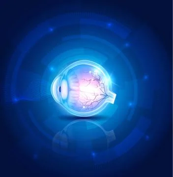 Human eye vision, abstract blue technology background Stock Illustration
