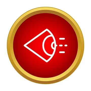 Human eye vision icon looking forward in red circle Stock Illustration