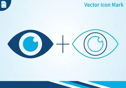Human eye vision icon set with solid and outline graphics. Ilustración de archivo