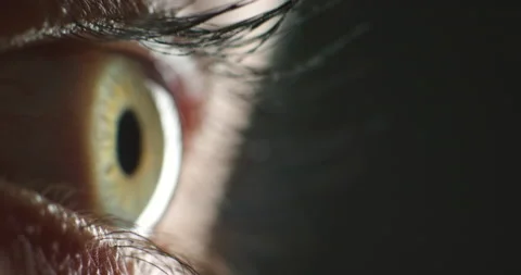 Human, eye zoom and woman vision on dark... | Stock Video | Pond5