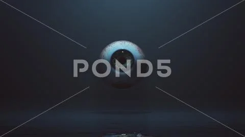 Human Eyeball Floating in a Watery Foggy Void Stock Illustration