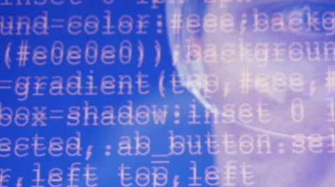 Human eyes looking at the source program code. Stock Footage 49035665