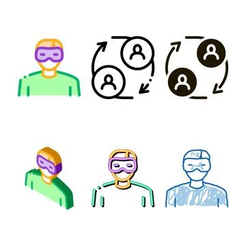 Human with eyes mask icon vector outline range Stock Illustration