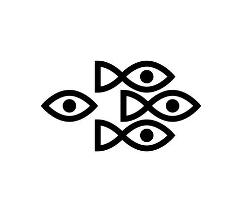 Human eyes in shape of fish Stock Illustration