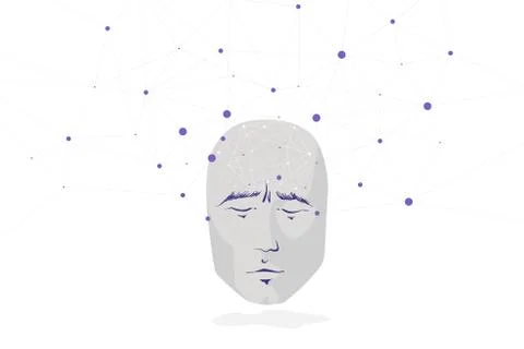 A human face and a large network of personal social connections. The neural Stock Illustration