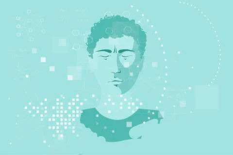 Human face and machine learning algorithms, big data Stock Illustration