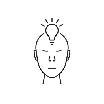 Human face with bulb like insight logo Illustrazione stock