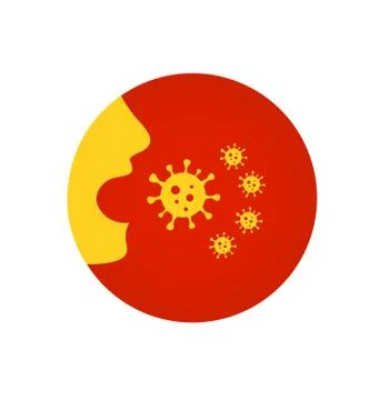 Human face on china flag spreading flu viruses around the globe Stock Illustration