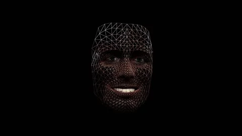 Human face consisting of lines, polygons and dots Stockbeeldmateriaal 224296008