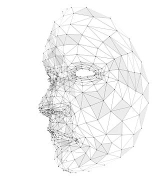 Human face consisting of lines, polygons and dots イラスト素材