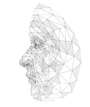 Human face consisting of lines, polygons and dots Illustrazione stock