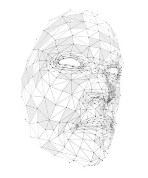 Human face consisting of lines, polygons and dots Illustrazione stock