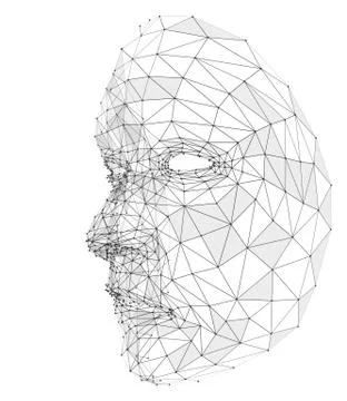 Human face consisting of lines, polygons and dots Stock Illustration
