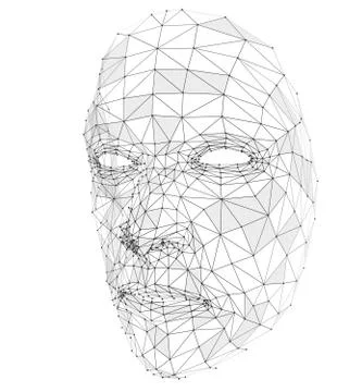 Human face consisting of lines, polygons and dots Stock Illustration