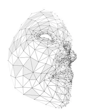 Human face consisting of lines, polygons and dots Stock Illustration