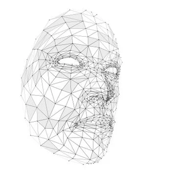 Human face consisting of lines, polygons and dots Illustrazione stock
