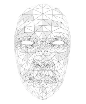 Human face consisting of lines, polygons and dots Stock Illustration