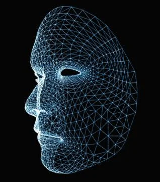 Human face consisting of luminous lines イラスト素材