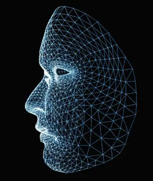 Human face consisting of luminous lines Illustrazione stock