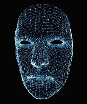 Human face consisting of luminous lines Illustrazione stock