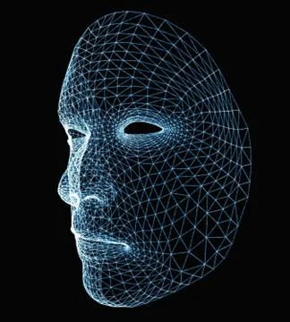 Human face consisting of luminous lines Stock Illustration