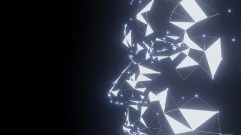 Human face consisting of luminous lines and dots Illustrazione stock