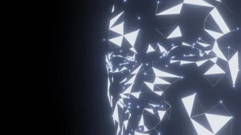 Human face consisting of luminous lines and dots イラスト素材