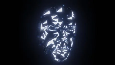 Human face consisting of luminous lines and dots Stock Illustration