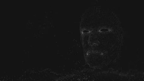 Human face consisting of luminous lines and dots Illustrazione stock