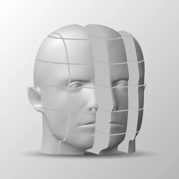The human face consists of square cuts. Vector illustration, business concept Illustrazione stock