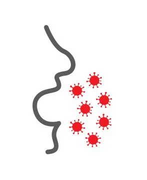 Human face of contagious coronaviruse sick person sneezing out coronaviruses Stock Illustration