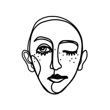 Human face continuous line drawing Stock Illustration