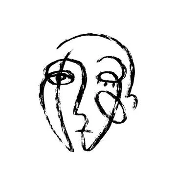 Human face continuous line drawing Stock Illustration