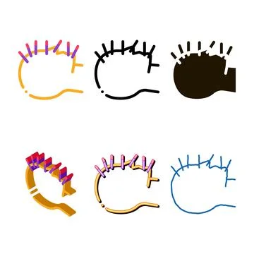 Human face designs acupuncture icon vector outline Stock Illustration