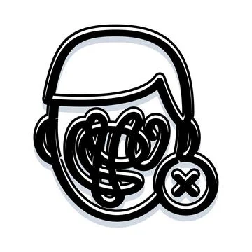 Human face doodle icon showing hidden identity concept Stock Illustration