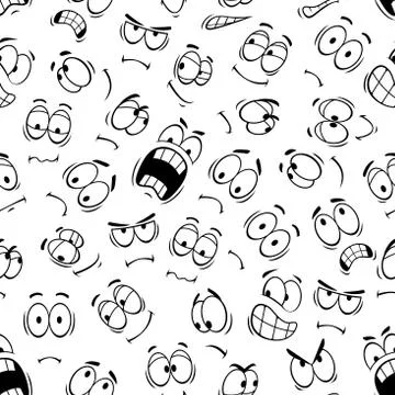 Human face emoticons vector seamless pattern 库存插图