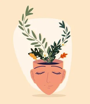 Human face with flowers Stock Illustration