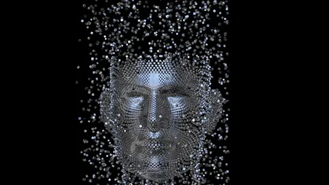Human face forming from cubes Stock-Footage 86030952