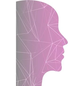 Human face made by digital mesh network for best AI png element. 스톡 일러스트