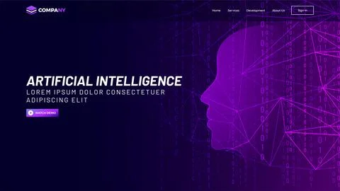 Human face made with mesh network and binary digit for Artificial Intellige.. Illustrazione stock