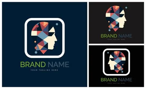 Human face mosaic style modern logo template design for brand or company Illustrazione stock