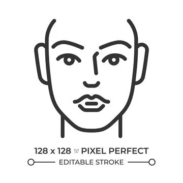 Human face pixel perfect line icon Stock Illustration