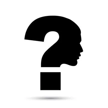 Human face with question mark vector icon Stock Illustration
