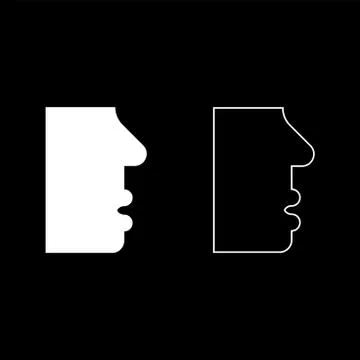 Human face side view head mouth nose lip Male profile Person silhouette icon  Stock Illustration