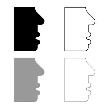 Human face side view head mouth nose lip Male profile Person silhouette icon  Stock Illustration