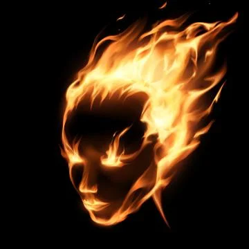 Human face silhouette in fire flame Stock Illustration