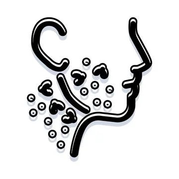 Human face silhouette with skin condition showing acne Stock Illustration