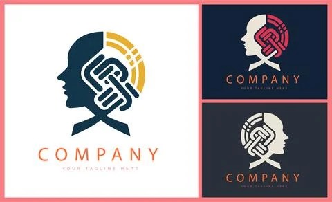 Human face style modern logo template design for brand or company Illustrazione stock