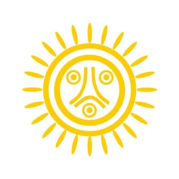 Human face on sun vector silhouette illustration isolated. Illustrazione stock