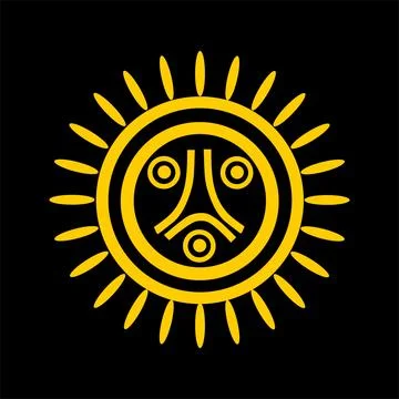 Human face on sun vector silhouette illustration isolated. Stock Illustration